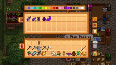 Add extra stock to the storage chest, set shop color